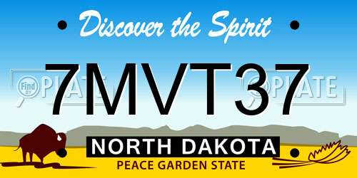 7MVT37 North Dakota License Plate