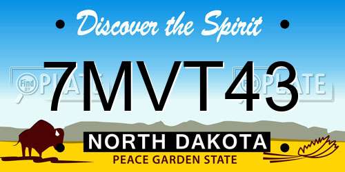 7MVT43 North Dakota License Plate