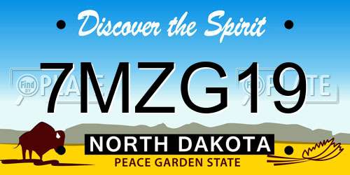 7MZG19 North Dakota License Plate