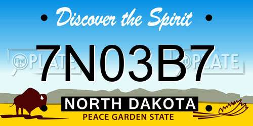 7N03B7 North Dakota License Plate