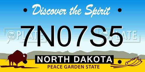 7N07S5 North Dakota License Plate