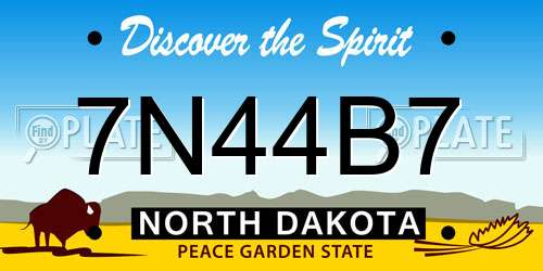 7N44B7 North Dakota License Plate