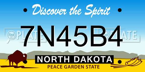 7N45B4 North Dakota License Plate