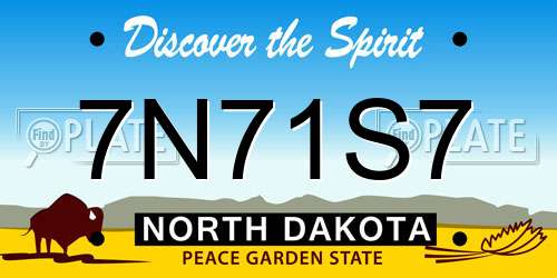 7N71S7 North Dakota License Plate