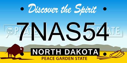 7NAS54 North Dakota License Plate