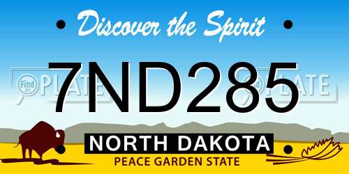 7ND285 North Dakota License Plate