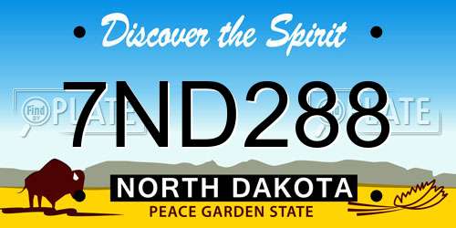 7ND288 North Dakota License Plate