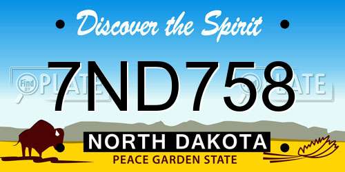 7ND758 North Dakota License Plate
