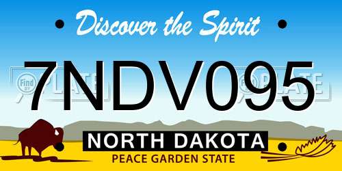 7NDV095 North Dakota License Plate