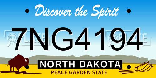 7NG4194 North Dakota License Plate
