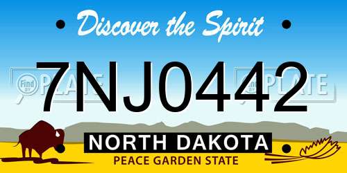 7NJ0442 North Dakota License Plate