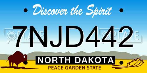 7NJD442 North Dakota License Plate