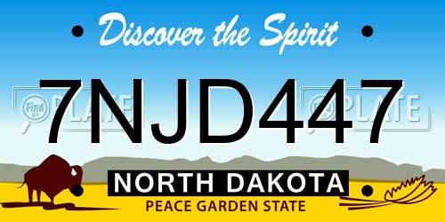 7NJD447 North Dakota License Plate