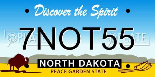 7NOT55 North Dakota License Plate