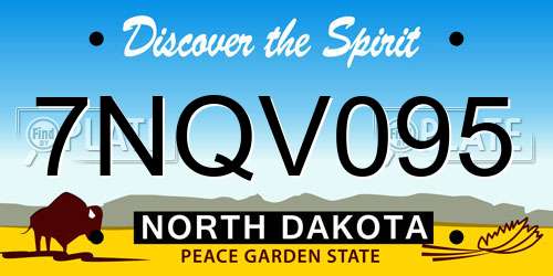 7NQV095 North Dakota License Plate