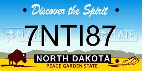 7NTI87 North Dakota License Plate