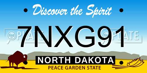 7NXG91 North Dakota License Plate