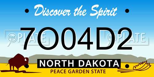 7O04D2 North Dakota License Plate