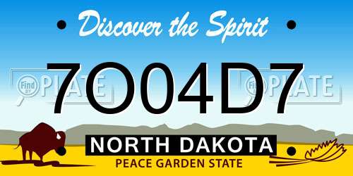 7O04D7 North Dakota License Plate