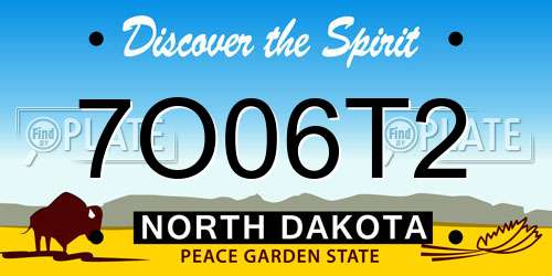 7O06T2 North Dakota License Plate