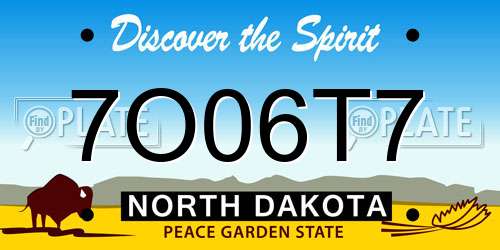 7O06T7 North Dakota License Plate