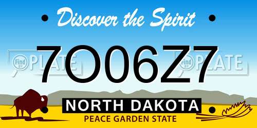 7O06Z7 North Dakota License Plate
