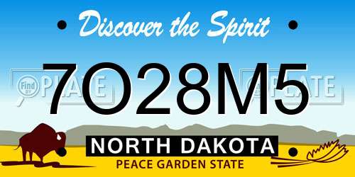 7O28M5 North Dakota License Plate