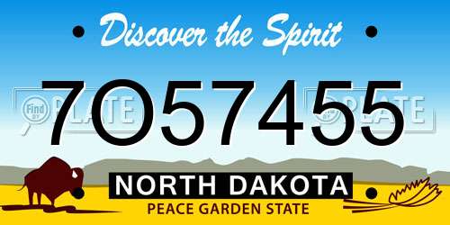 7O57455 North Dakota License Plate