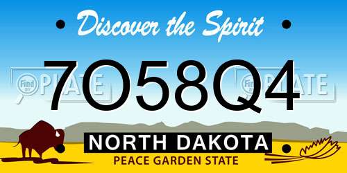 7O58Q4 North Dakota License Plate