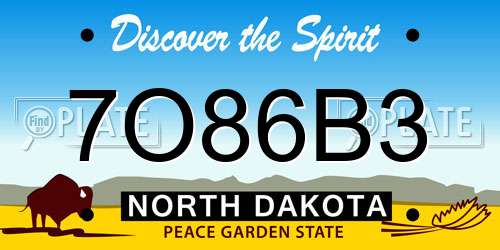 7O86B3 North Dakota License Plate