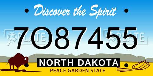 7O87455 North Dakota License Plate