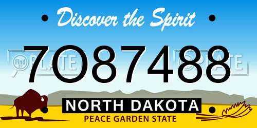 7O87488 North Dakota License Plate