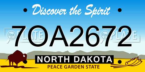 7OA2672 North Dakota License Plate