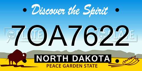 7OA7622 North Dakota License Plate
