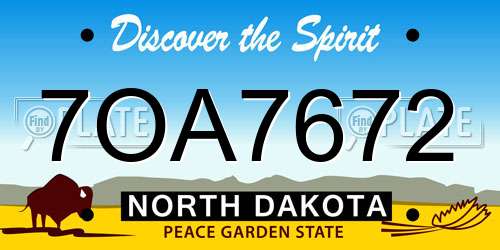 7OA7672 North Dakota License Plate