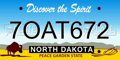 7OAT672 North Dakota License Plate