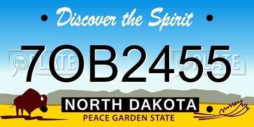 7OB2455 North Dakota License Plate