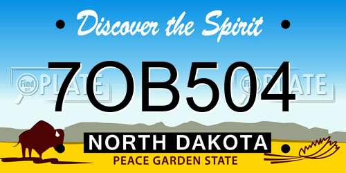 7OB504 North Dakota License Plate