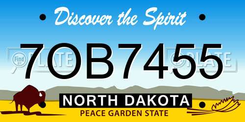 7OB7455 North Dakota License Plate