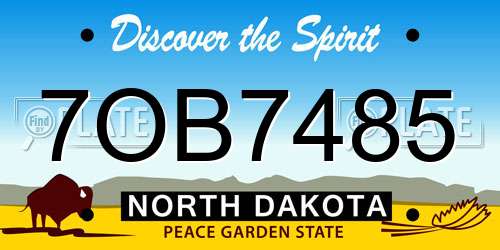 7OB7485 North Dakota License Plate