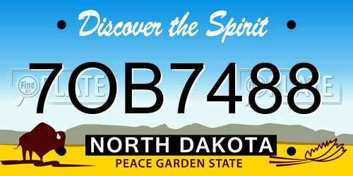 7OB7488 North Dakota License Plate
