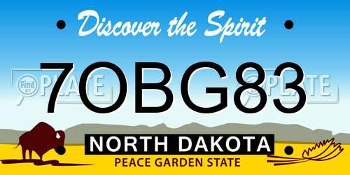 7OBG83 North Dakota License Plate