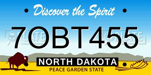 7OBT455 North Dakota License Plate