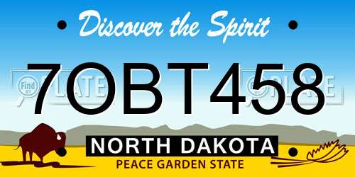 7OBT458 North Dakota License Plate