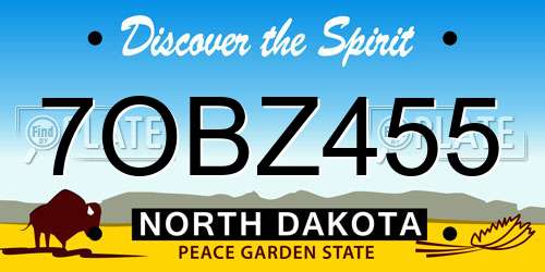 7OBZ455 North Dakota License Plate