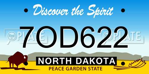 7OD622 North Dakota License Plate
