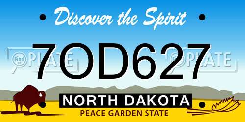 7OD627 North Dakota License Plate