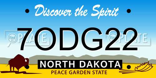 7ODG22 North Dakota License Plate