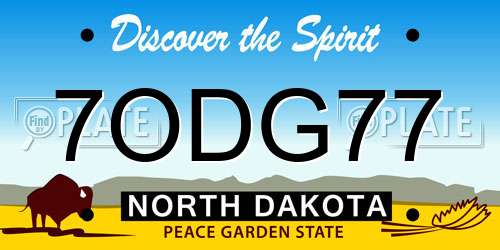 7ODG77 North Dakota License Plate
