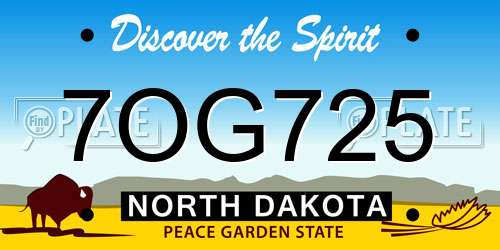 7OG725 North Dakota License Plate